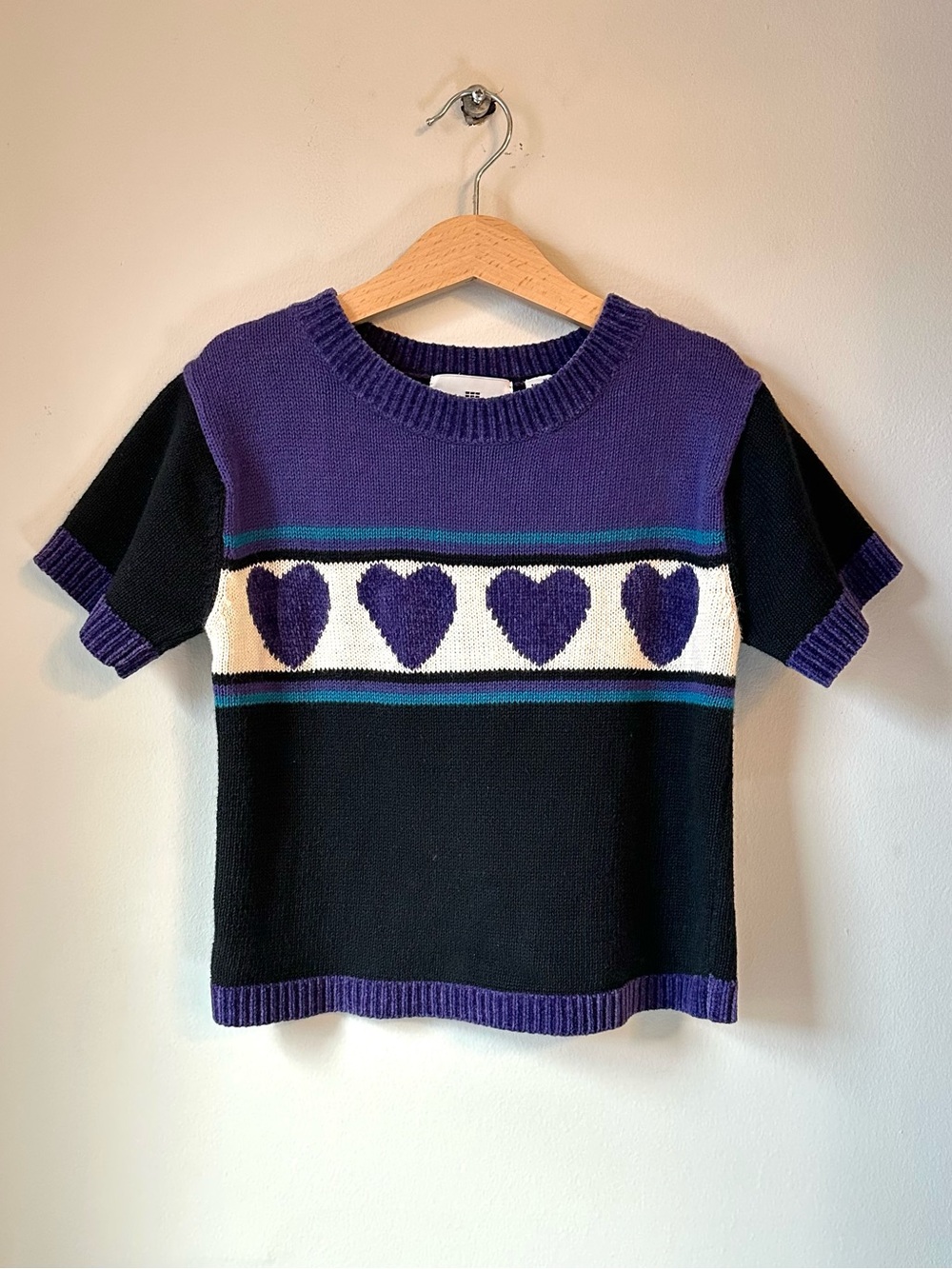 Girl’s Y2K Heart Knit Short Sleeve Baby Tee Size 8